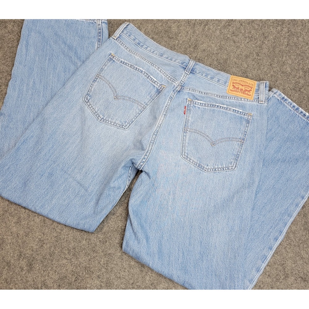 Levis Jeans Mens 31W Blue Denim Distressed Grunge Festival Low‎ Pro Straight Leg